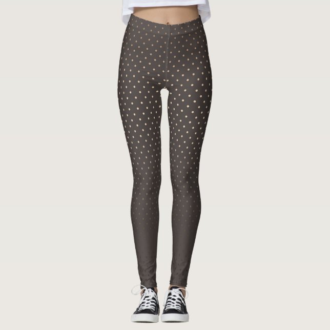 Seamless golden confetti circles brown chocolate c leggings (Front)