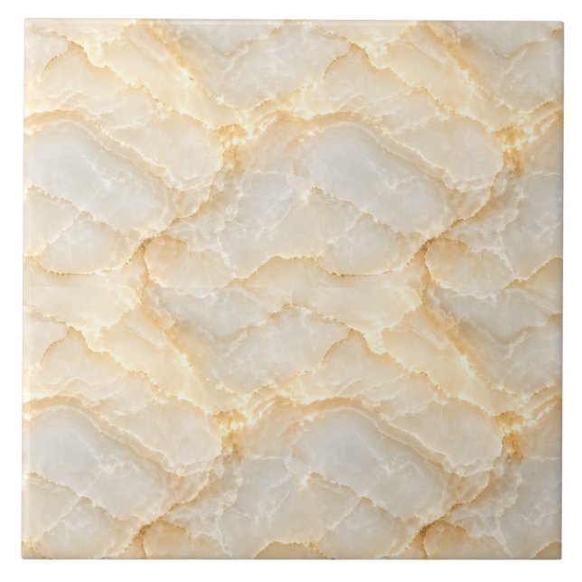 Seamless Golden Onyx Marble Wave Pattern Ceramic Tile (Front)