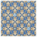 Seamless golden pattern with blue gems 1 fabric