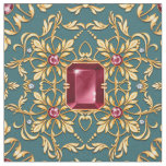 Seamless golden pattern with ruby fabric