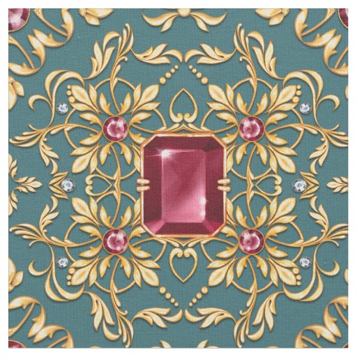 Seamless golden pattern with ruby fabric