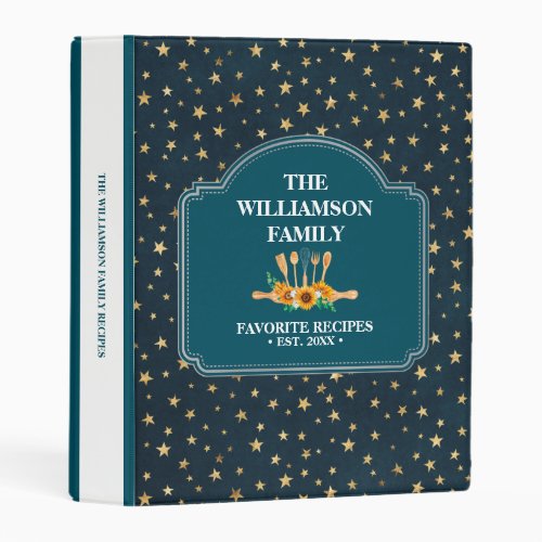 Seamless Golden Stars Pattern Cookbook  Mini Binder