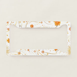 Seamless Golden Sun & Rays - with Abstract Star License Plate Frame