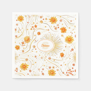 Seamless Golden Sun & Rays - with Abstract Star Napkins
