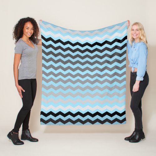 Seamless Gradient Chevron Pattern on Baby Blue Fleece Blanket