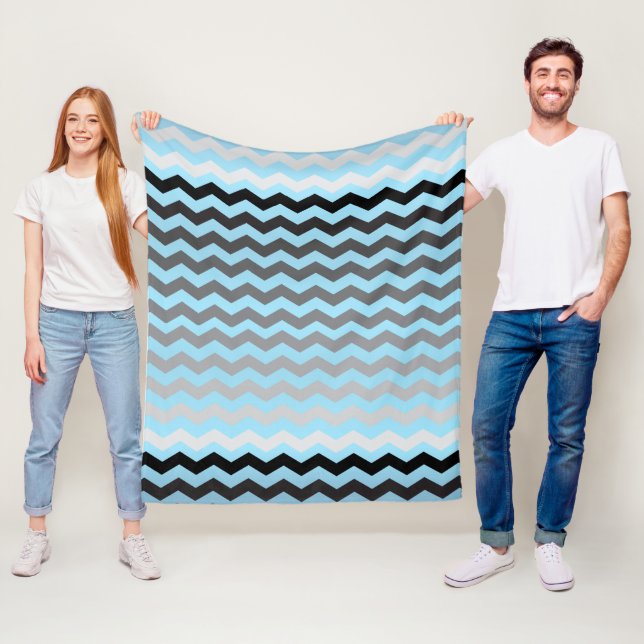Seamless Gradient Chevron Pattern on Baby Blue Fleece Blanket (In Situ)