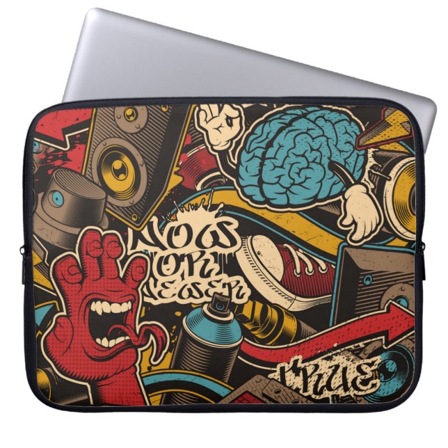 Seamless Graffiti background. Colorful seamless pa Laptop Sleeve (Front)