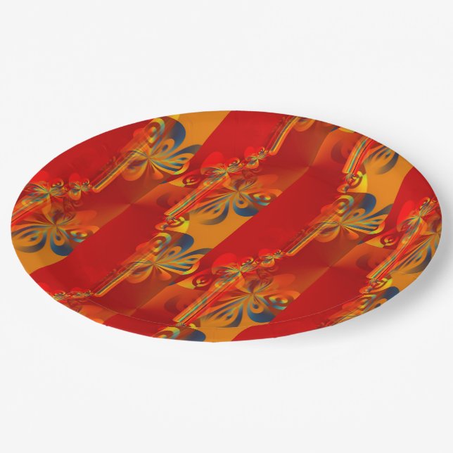 Seamless Graphic Design - red orange I Paper Plates (Angled)