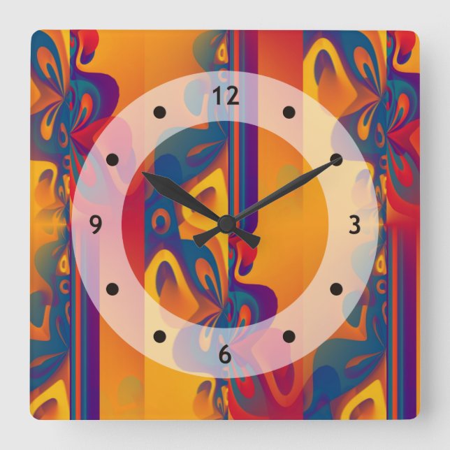 Seamless Graphic Design - yellow red I Square Wall Clock (Front)