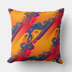 Seamless Graphic Design - yellow red I Throw Pillow