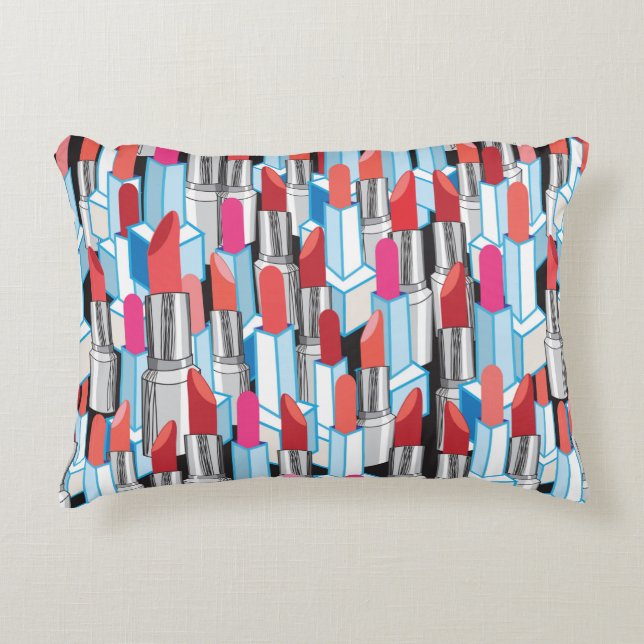 Seamless graphic pattern graphic colorful lipstick accent pillow (Front)