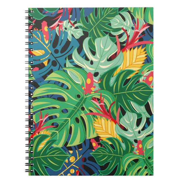 Seamless graphic pattern with leaves monstera and  notebook (Front)