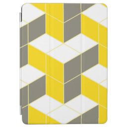 Seamless gray and yellow isometric cubical trident iPad air cover