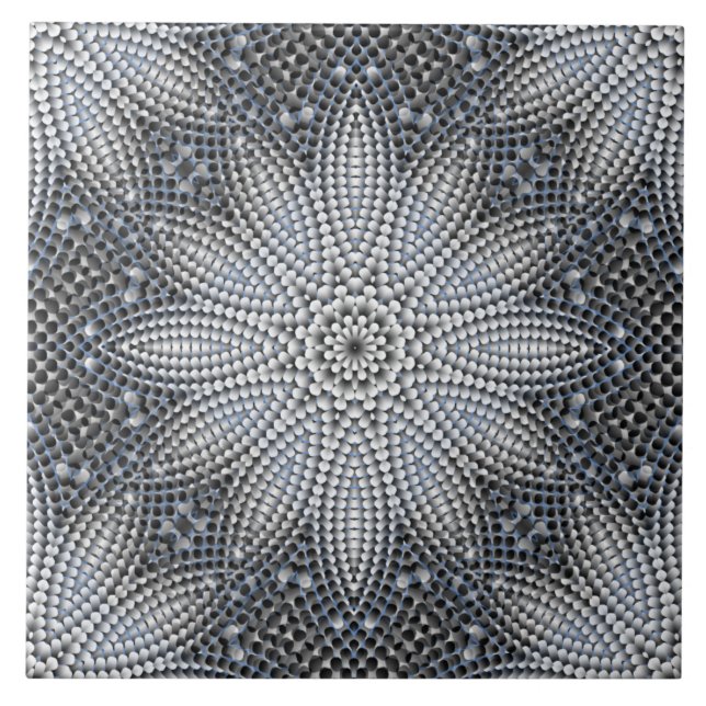 Seamless Gray Floral Ceramic Tile (Front)