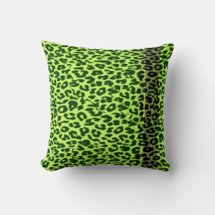 Seamless green animal skin texture of leopard throw pillow