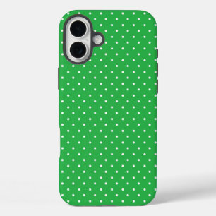 Seamless green background polka dot pattern iPhone 16 plus case