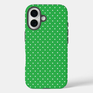 Seamless green background polka dot pattern iPhone 16 case