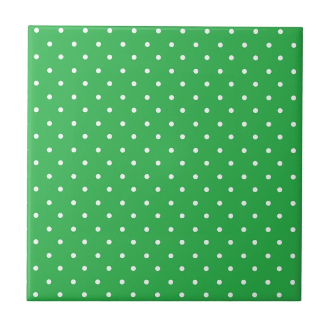 Seamless green background polka dot pattern ceramic tile (Front)