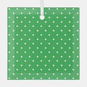 Seamless green background polka dot pattern glass ornament