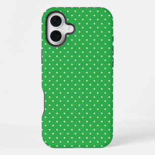 Seamless green background polka dot pattern iPhone 16 plus case