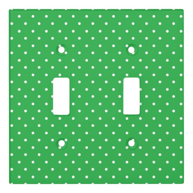 Seamless green background polka dot pattern light switch cover (Front)