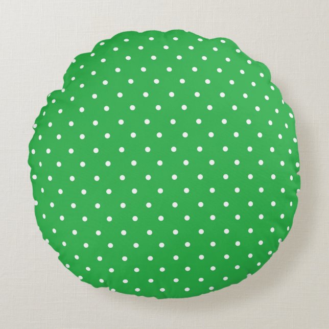 Seamless green background polka dot pattern round pillow (Front)