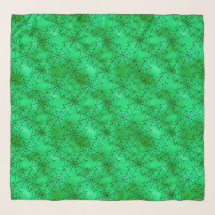 Seamless Green Foil and Black Cobwebs Halloween Scarf