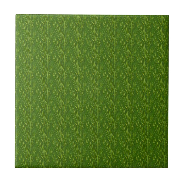 Seamless Green Grass Pattern – Nature-Inspired Bot Ceramic Tile (Front)