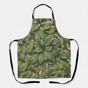 Seamless Green Leaf Botanical Vintage Pattern Apron