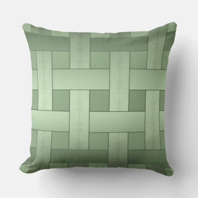 Seamless green silk lined striped pattern modern a throw pillow (Front)