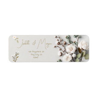 Seamless Green White Elegant Floral Personalized Label