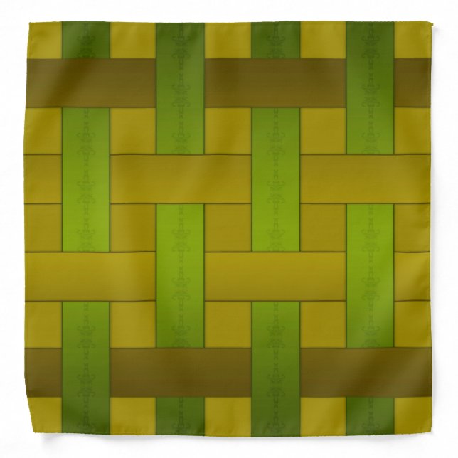 Seamless green yellow silk lined striped pattern m bandana (Front)