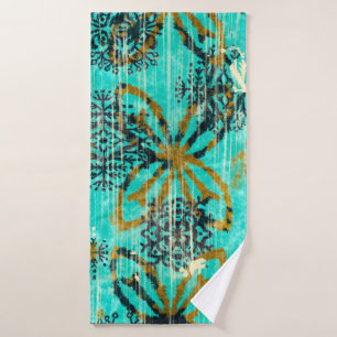 Seamless grungy tribal ethnic rug motif pattern. H Bath Towel