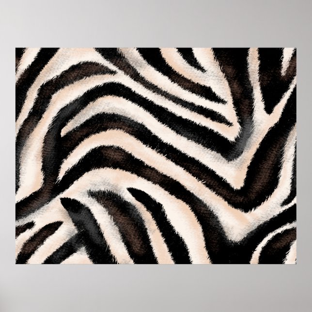 Seamless hand drawing zebra texture, animal print, poster (Front)