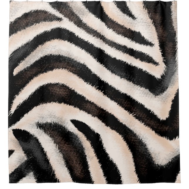 Seamless hand drawing zebra texture, animal print, shower curtain (Front)