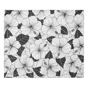 Seamless hand drawn pattern with hibiscus flowers duvet cover