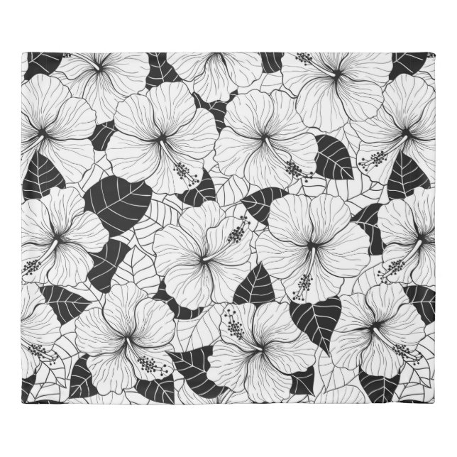 Seamless hand drawn pattern with hibiscus flowers  duvet cover (Front)
