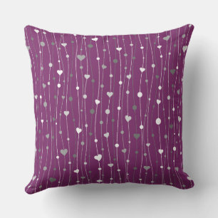 Seamless Heart Pattern Purple Graphic Throw Pillow