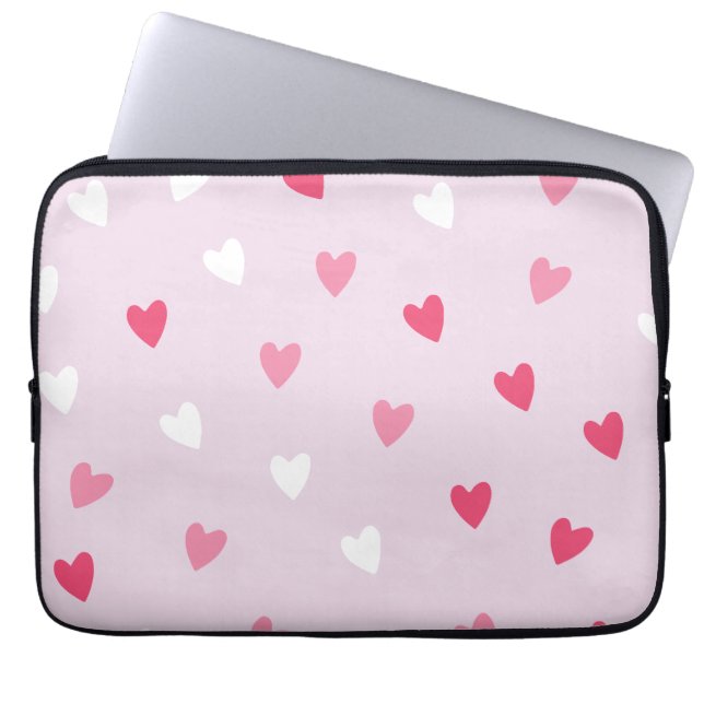 seamless hearts pattern laptop sleeve (Front)