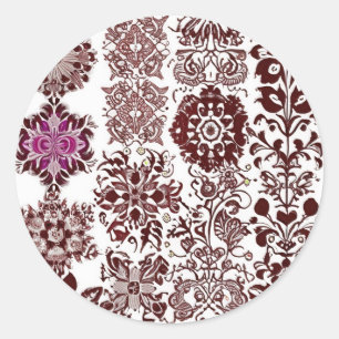 Seamless Henna Mehndi Design Classic Round Sticker