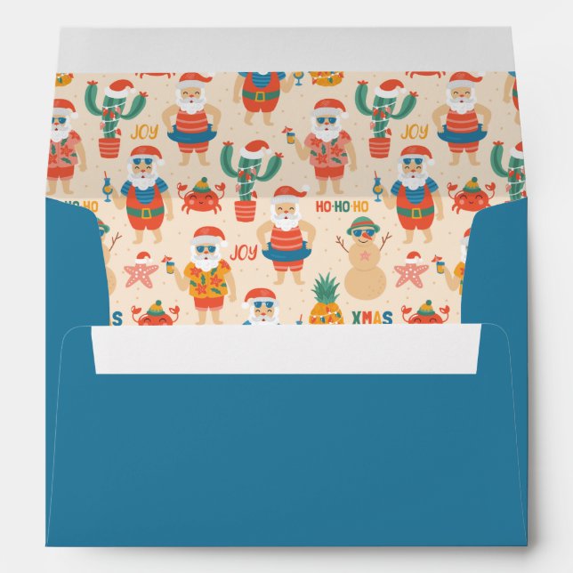 Seamless Holiday Beach Pattern | Blue Envelope (Back (Bottom))