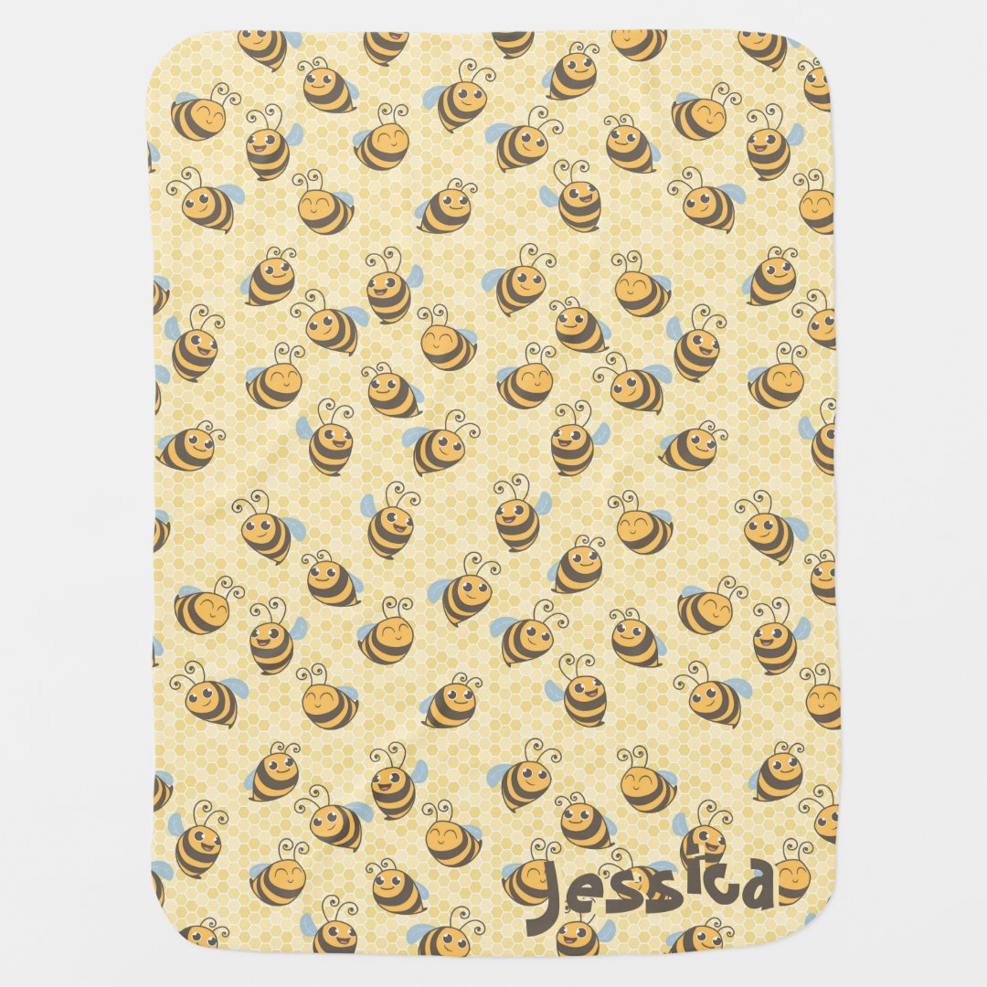 Seamless Honey Bee Pattern Baby Blanket | Zazzle