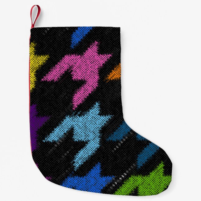 Seamless Hounds-tooth pattern. Imitation of a text Small Christmas Stocking (Front)