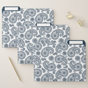 Seamless Indian dark blue paisley pattern on white File Folder