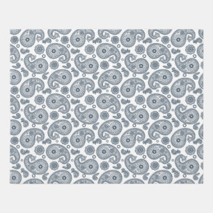 Seamless Indian dark blue paisley pattern on white Outdoor Rug