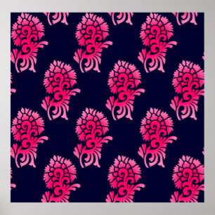 seamless Indian mughal flower motif backgroundabst Poster