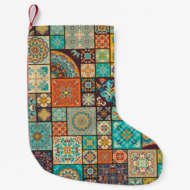 Seamless Islamic, Arabic tile pattern. Small Christmas Stocking (Front)