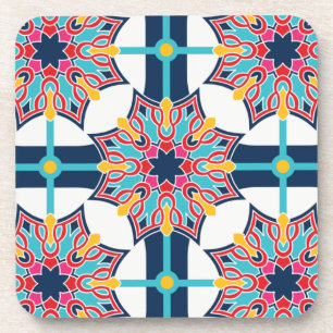 Seamless Islamic Art Colorful Beverage Coaster