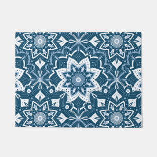 Seamless Islamic Art Colorful Blue Doormat