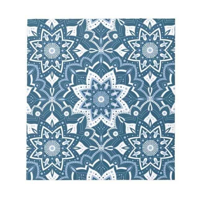 Seamless Islamic Art Colorful Blue Notepad (Front)